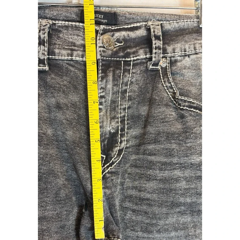 True Religion Jeans Ricky Big T Relaxed Straight Black Flap Pocket Men’s 36x32